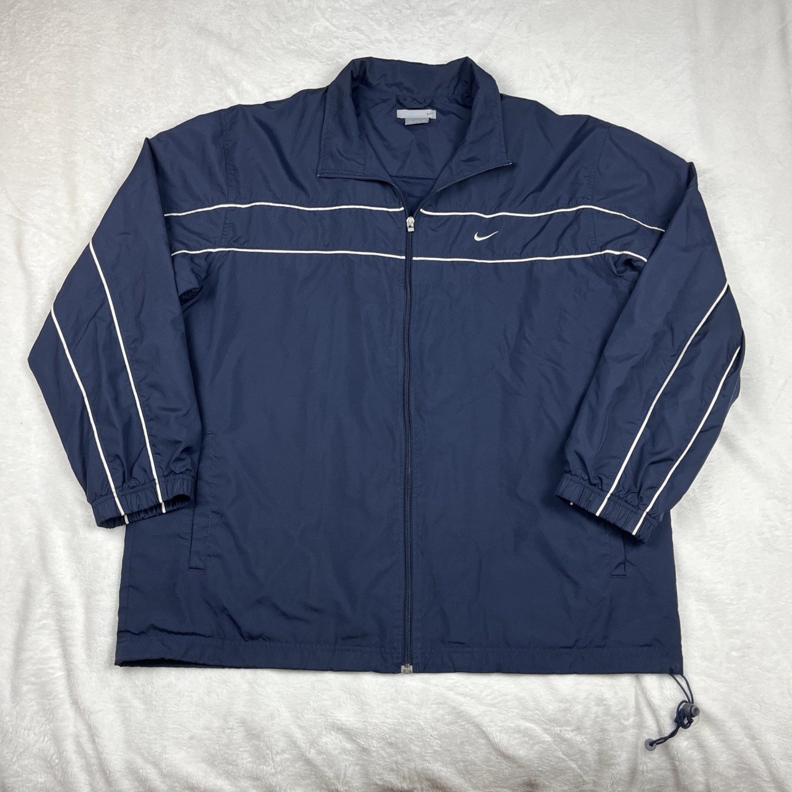 SACAI X NIKE Giacca a vento NIKE vintage uomo taglia XXL full zip blu navy grigio etichetta macchie