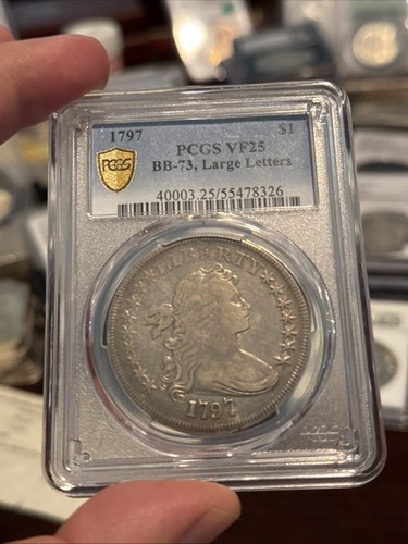 1797 Draped Bust Dollar PCGS VF25 Large Letters Bb-73 RARE Gem Looks Superior