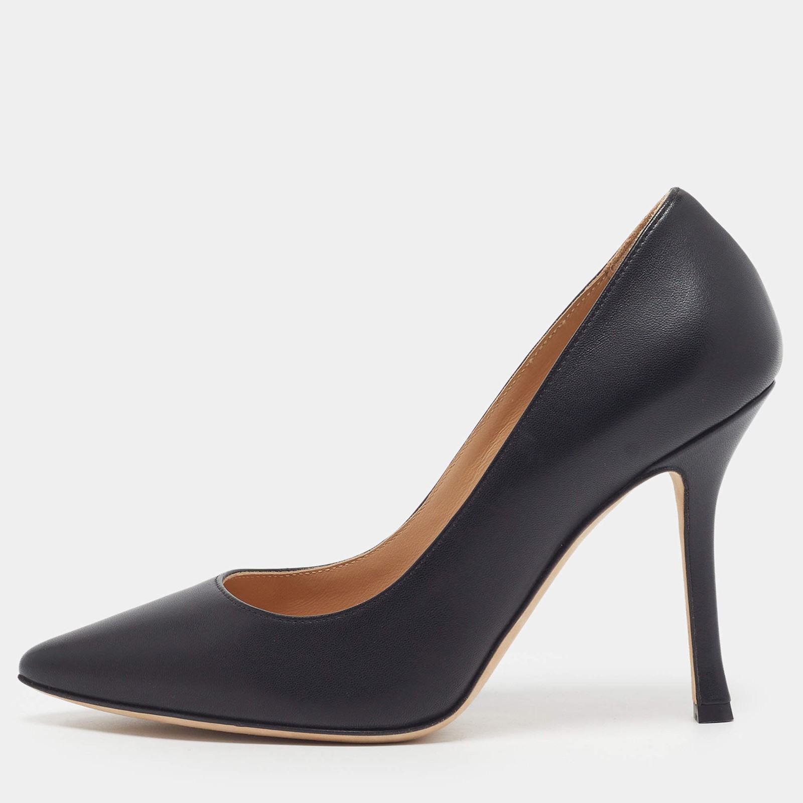 Sergio Rossi Size 37 Black Leather Pointed Toe Pumps
