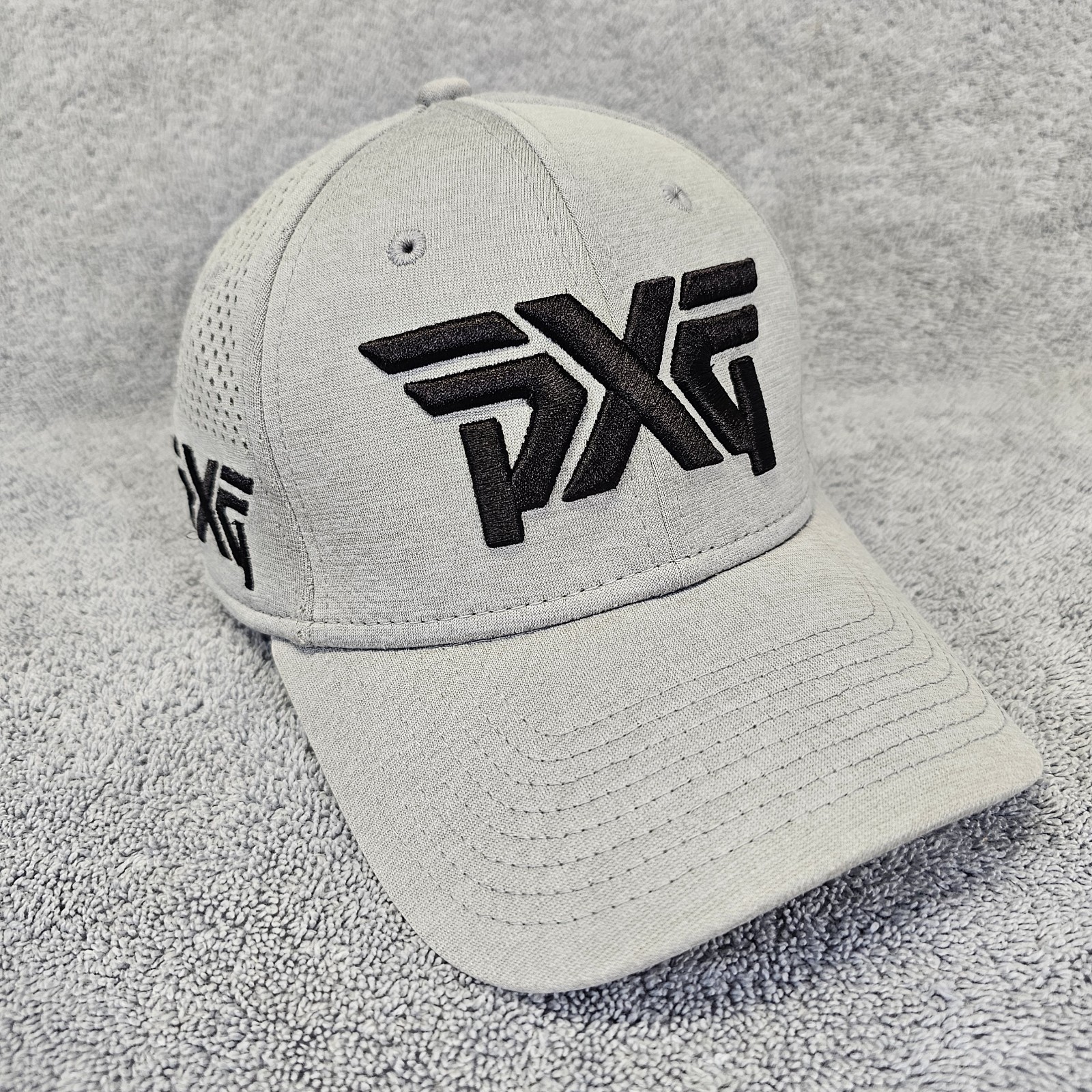 PXG Golf Hat S/M New Era 3930 LASER MESH SHADOW TECH FITTED CAP Gray Black 