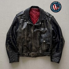 Men Vintage Black Leather Biker Jacket Retro Distressed Motorcycle Leather Coat