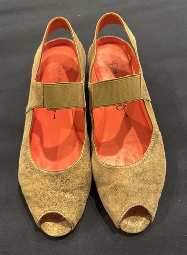 Pas De Rouge 37 7 Peep Toe Bronze Leather Shoes