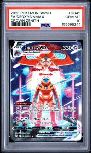 2023 POKEMON SWORD & SHIELD CROWN ZENITH #GG45 FULL ART/DEOXYS VMAX PSA 10