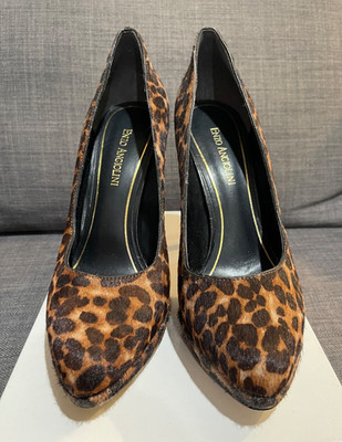 Enzo Angiolini Leopard Calf Hair Fur Platform Heel Pumps Size 8.5M