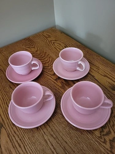 Vtg Fiestaware  Tea Coffee Cup And Saucer Set - 4 Homer Laughlin USA -