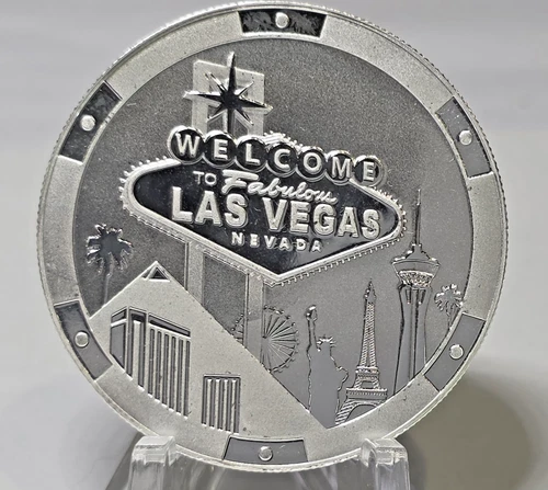 FIRST MINT  2025 LAS VEGAS  1  OUNCE SILVER ROUND  .999 + FINE SILVER  MINT B.U.