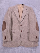 Vintage Farah of Texas Countrywear Tweed Blazer 38R Suede Elbow Patch HOLES