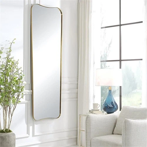 Uttermost Belvoir Stainless Steel and Glass Mirror in Antique Brass - Picture 6 of 7