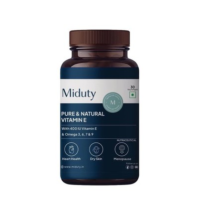 Miduty Pure Natural Vitamin E Capsules, Enhanced with Omega-3-6 - 7-9 | 30N