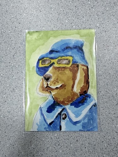 ACEO original art dog puppy pet portrait animal canine watercolor alisartnook
