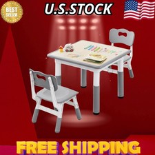 Height Adjustable Kids Table and 2 Chairs Set - Toddler Activity Table