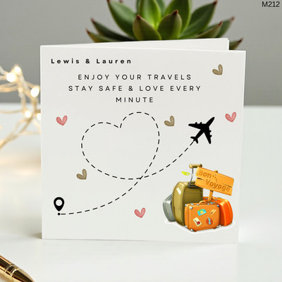 Personalisierte Bon Voyage Reisekarte, Safe Travels Going Away Karte - Glückskarte