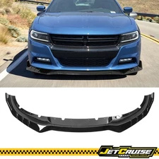 Fits 15-23 Dodge Charger V3 Style 3PCS Gloss Black Front Bumper Lip Splitter ABS
