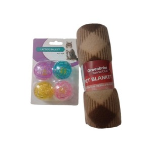 CAR TOY (4) LATTICE BALLS + PET BLANKET (28.5 in x 24 in)