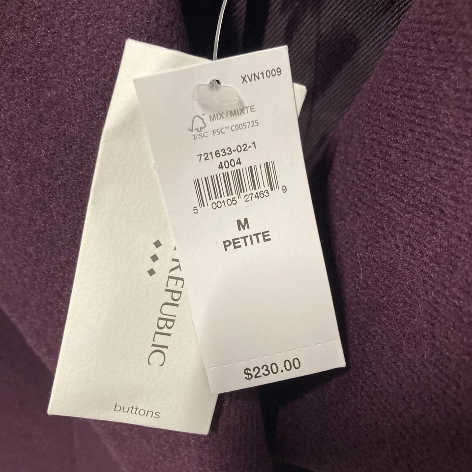 Banana Republic Classic Coat Pinot Noir Monochromatic Medium Petite NWT $230 - Image 3 of 4