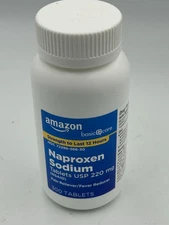 Amazon Basic Care Naproxen Sodium Tablets 220 mg, Pain Reliever 300 Ct Exp 2027
