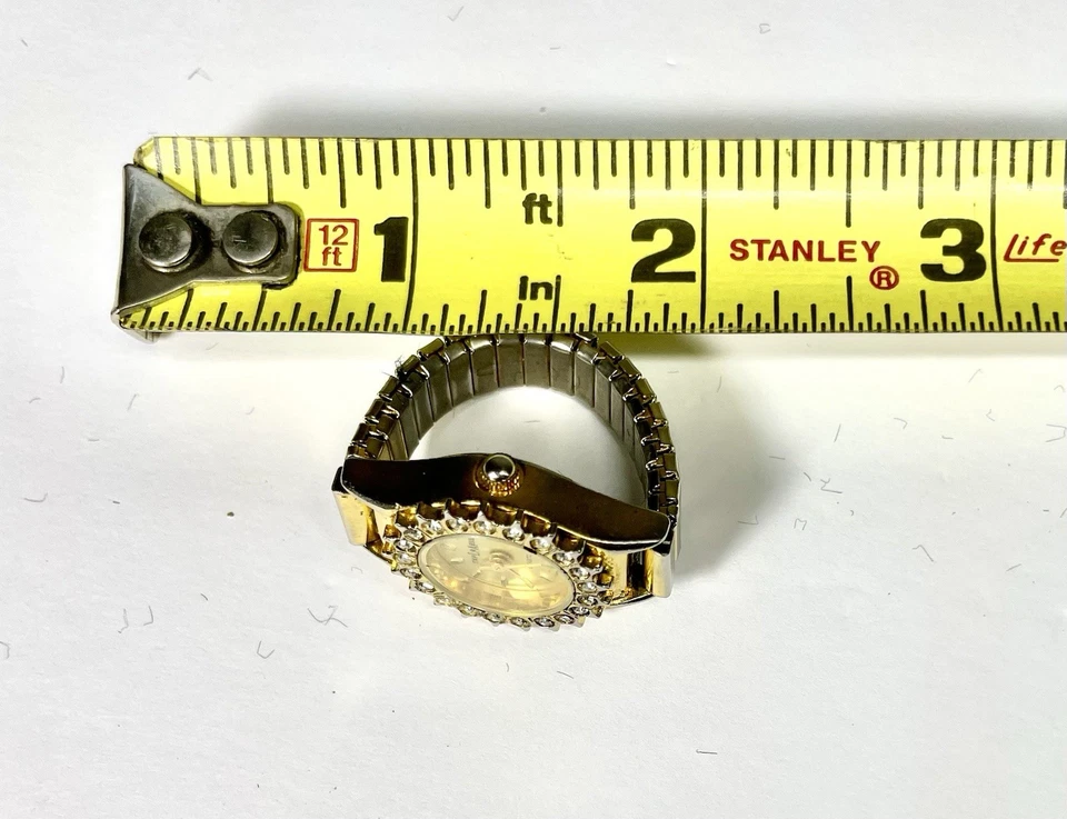 Reloj Anillo Mujer La Express Vintage Tono Dorado Con Cristales Foto 3 de 4