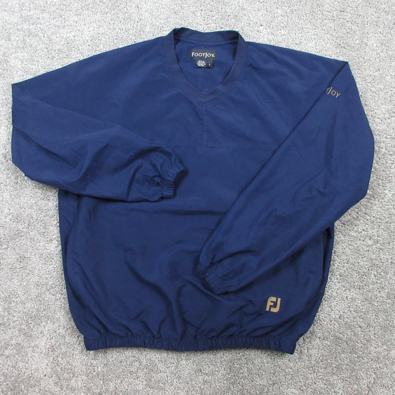 FootJoy Jacket Mens Large Navy Blue Windbreaker Pullover Golf Rain Coat Logo