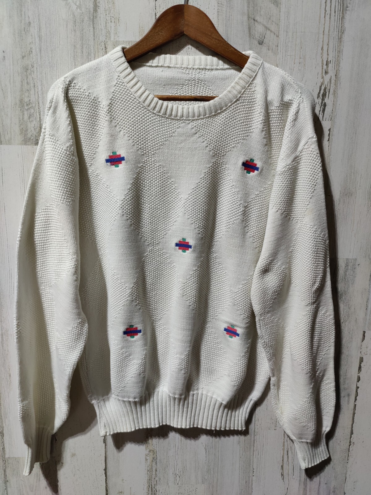 Geometric Color Blocks Patterned Knit Sweater Men… - image 1