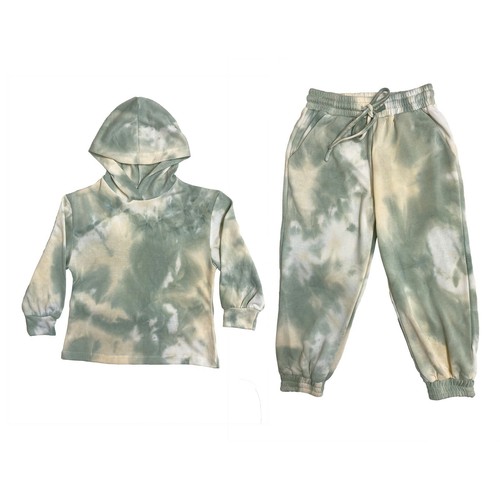 Girls Kids Tracksuit Set Outfits Tie Dye Top Hoodie Joggers Jogging Bottoms - Picture 5 of 5