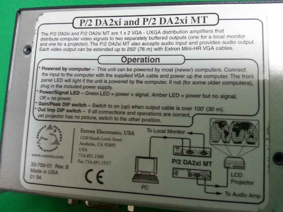 Amplificador de distribución Extron Versa Tools P/2 DA2xi, USADO Foto 4 de 4