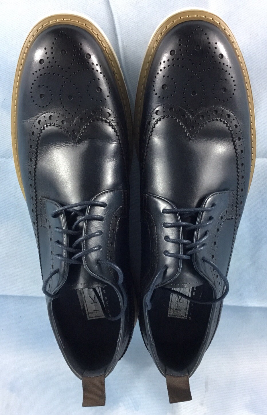 SAOLA Scarpe eleganti Ike Behar uomo 11 5 pelle navy derby alare casual stringate