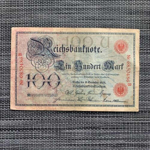 115+ Years Old Currency Historical 1908 German 100 Mark Banknote Berlin, Germany