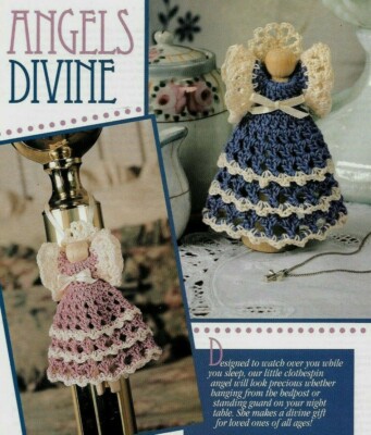 ANGELS DIVINE CLOTHESPIN DOLL HOME DECOR CROCHET PATTERN INSTRUCTIONS