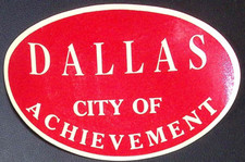 Dallas City of Achievement Vintage Luggage Label Dallas Texas 5.75"W