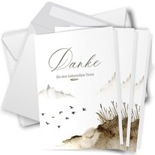 10 Trauer Danksagungskarten mit Spruch mit Umschlägen 10 Stück weite der Berge