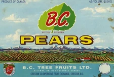 B.C.  Brand Scarce Pear Label - B.C. Fruit Shippers Ltd - Canada - Creston, B.C.