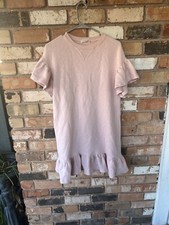 ULLA JOHNSON Women’s Size Small Ruffle Mini Cotton Sweatshirt Dress Pink