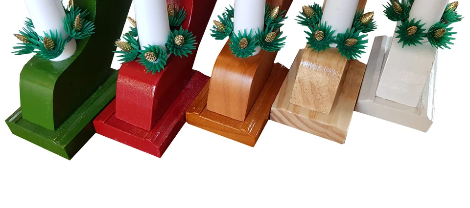 Holz Kerzenbrücke Schwibbogen Lichterbogen mit 7 Kerzen warmweiß Weihnachten - Bild 2 von 4