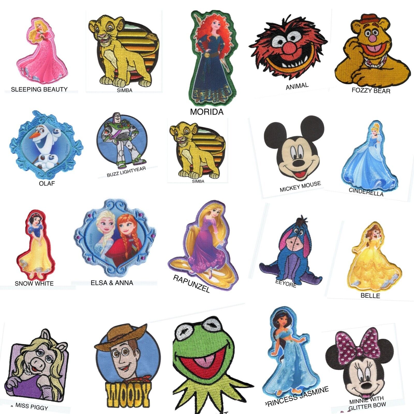 Official Disney Characters Applique Motif Patches Iron On ~ Official  Merchandise