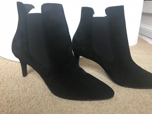 black suede kitten heel boots