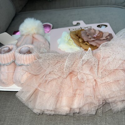 Lot Of 2 Girls Pink Hat& Tutu Sets 3/6 M Great Photo Shoot