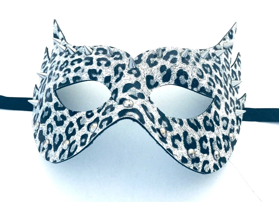 Mascarada Halloween Máscara de Ojos Cuero Fauk Estampado Animal con Tachuelas y Puntas Foto 4 de 4