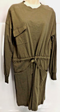 🌟NEW - Atwell drawstring waist dress pockets Autumn Dress Olive Green - Size M