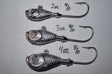 ULTRA MINNOW 2OZ,3OZ,OR 4OZ JIG HEADS 9/0 OR 8/0 MUSTAD HOOK SWIMBAITS DEEP SEA 