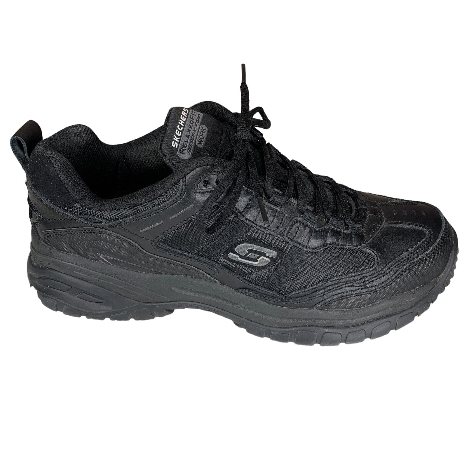 Skechers WORK Men’s 12 Relaxed Fit Mavin Shoes Black … Gem