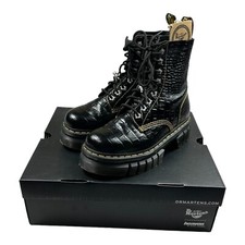 Stivali neri DR.Marens X Marc Jacob Audrick 8 occhielli croc goffrati taglia 9 indossati una volta