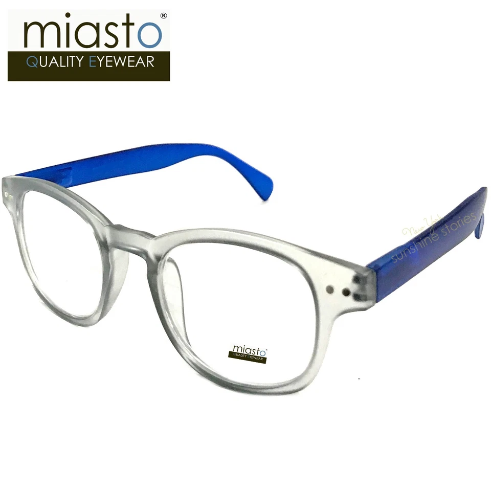 GAFAS DE LECTURA MIASTO "CIAO COLOR" PREPPY REDONDAS/CUADRADAS OJO DE CERRADURA + 1,75 GRIS AZUL Foto 2 de 3