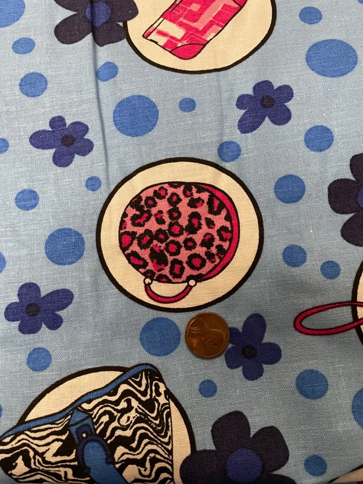 Fabric Lot Blue Mod Bags 4 Yards 20 In 54 W Blue Linen Spring Summer Clothes - Image 4 of 4