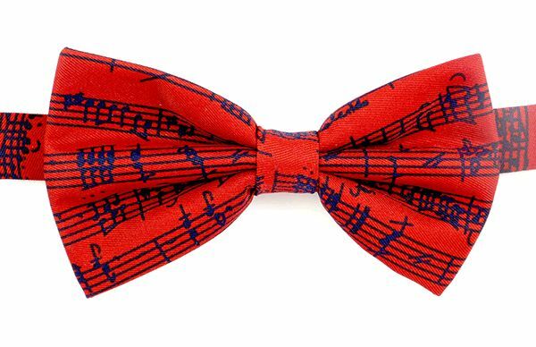Red Bow Tie with Black Manuscript - Music Gift - Music Bow Tie for Musicians