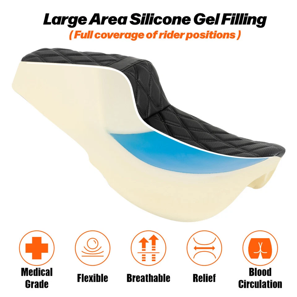 Diamond / Stripe Style 1-Piece Seat For Harley Road King Street Glide 1997-2007 Foto 3 de 4