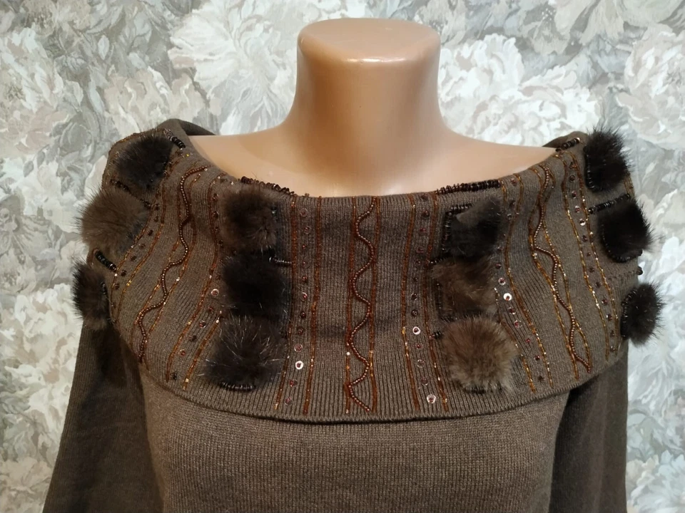 Escada Mujer Jersey Talla S Marrón Manga 3/4 Foto 4 de 4