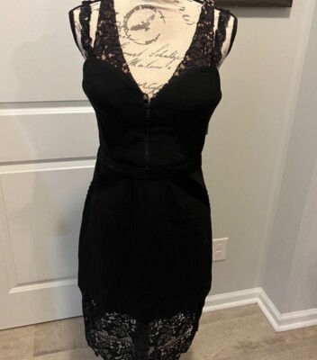 Three Floor Women s Black w Crochet Accent Dress Formal, Sz 8. NWT! STUNNING!