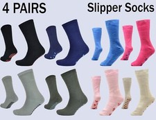 Slipper Lounge Bed Socks Mens Ladies Thermal Warm Winter Grip Sock 4 PAIRS 