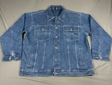 Southpole Trucker Jacket Mens XL Blue Jean Denim Detailed Pockets Long Sleeve