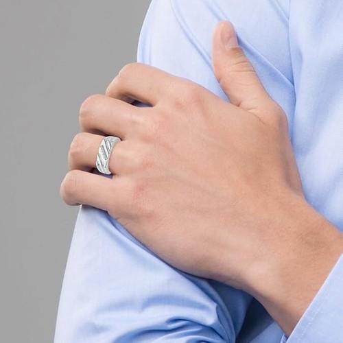 CUSTOM/ Moissanite Men's Wedding Band 0.20 Ct Round Cut Solid 10K White Gold - Picture 4 of 7